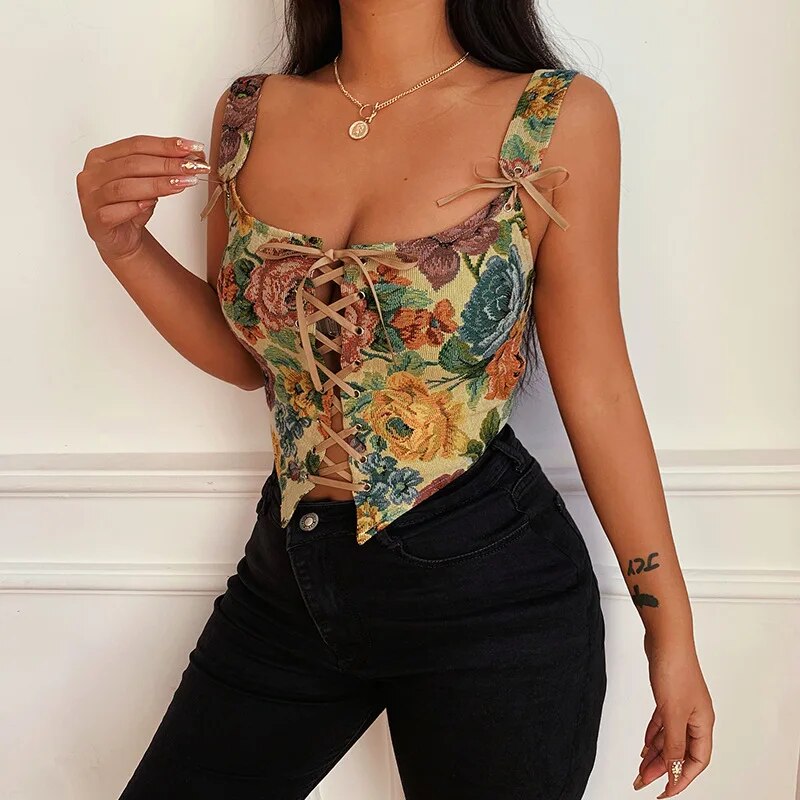 Lisette Floral Print Corset Top