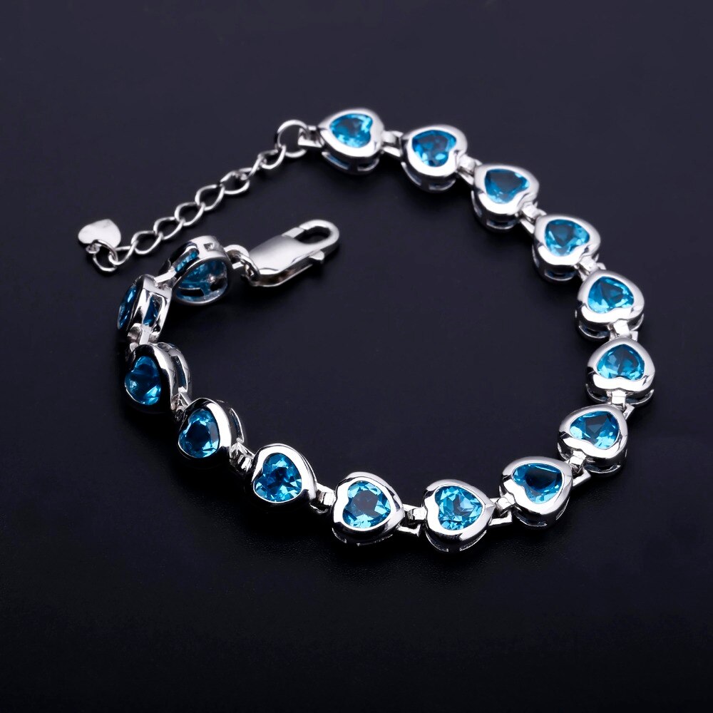 Heart Cut Blue Topaz Bracelet