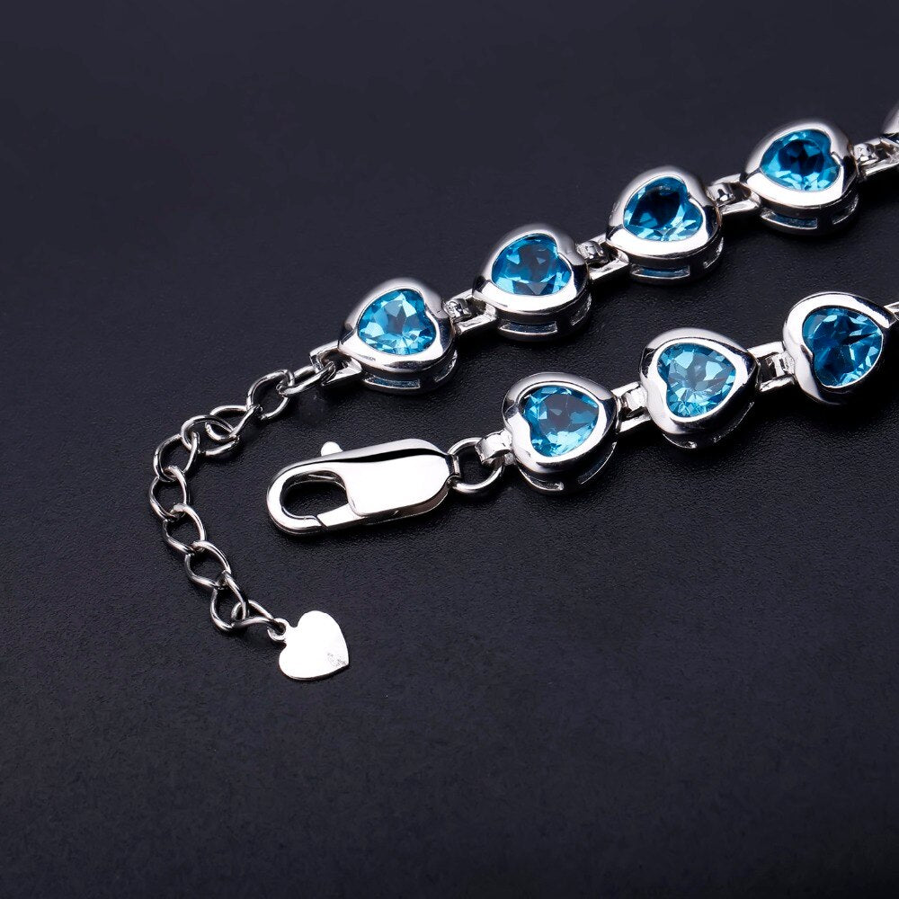 Heart Cut Blue Topaz Bracelet