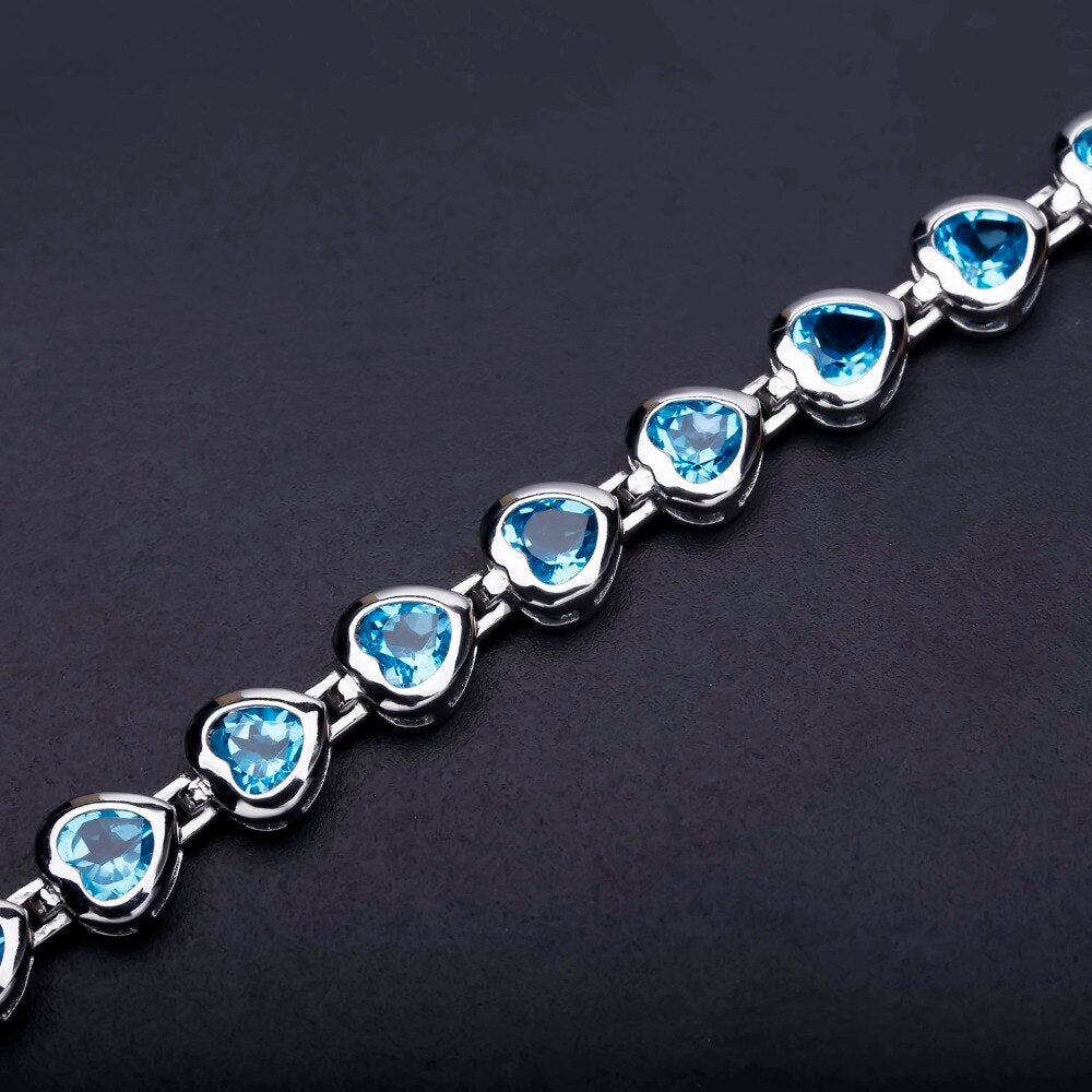 Heart Cut Blue Topaz Bracelet