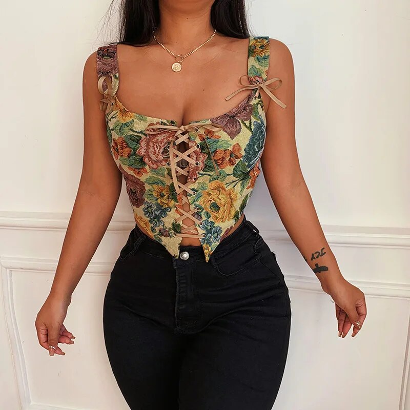 Lisette Floral Print Corset Top