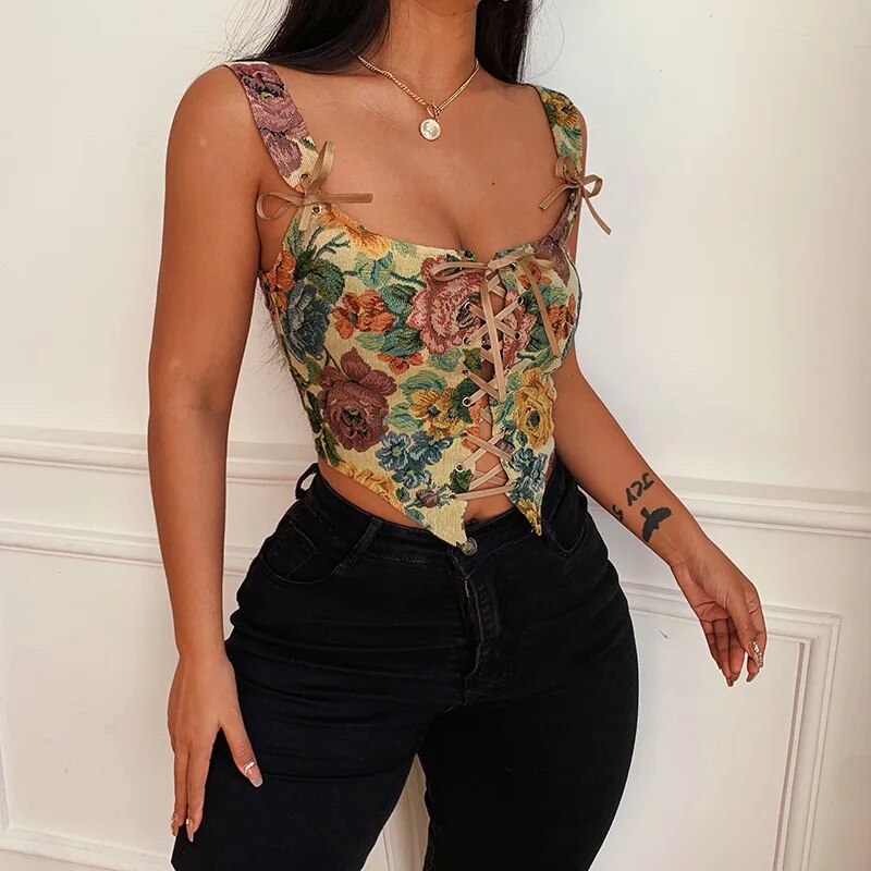 Lisette Floral Print Corset Top